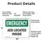 Signmission AED Located Inside, 10 in W x Rectangle, Plastic OS-2PACK-EM-P-710-L-10288 - alternate 2